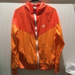 NIKE Windbreaker Orange Hooded Woman’s Large